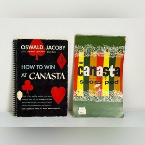 VTG Lot of 2 Canasta Items Book & Score Sheets 1949 Oswald Jacoby